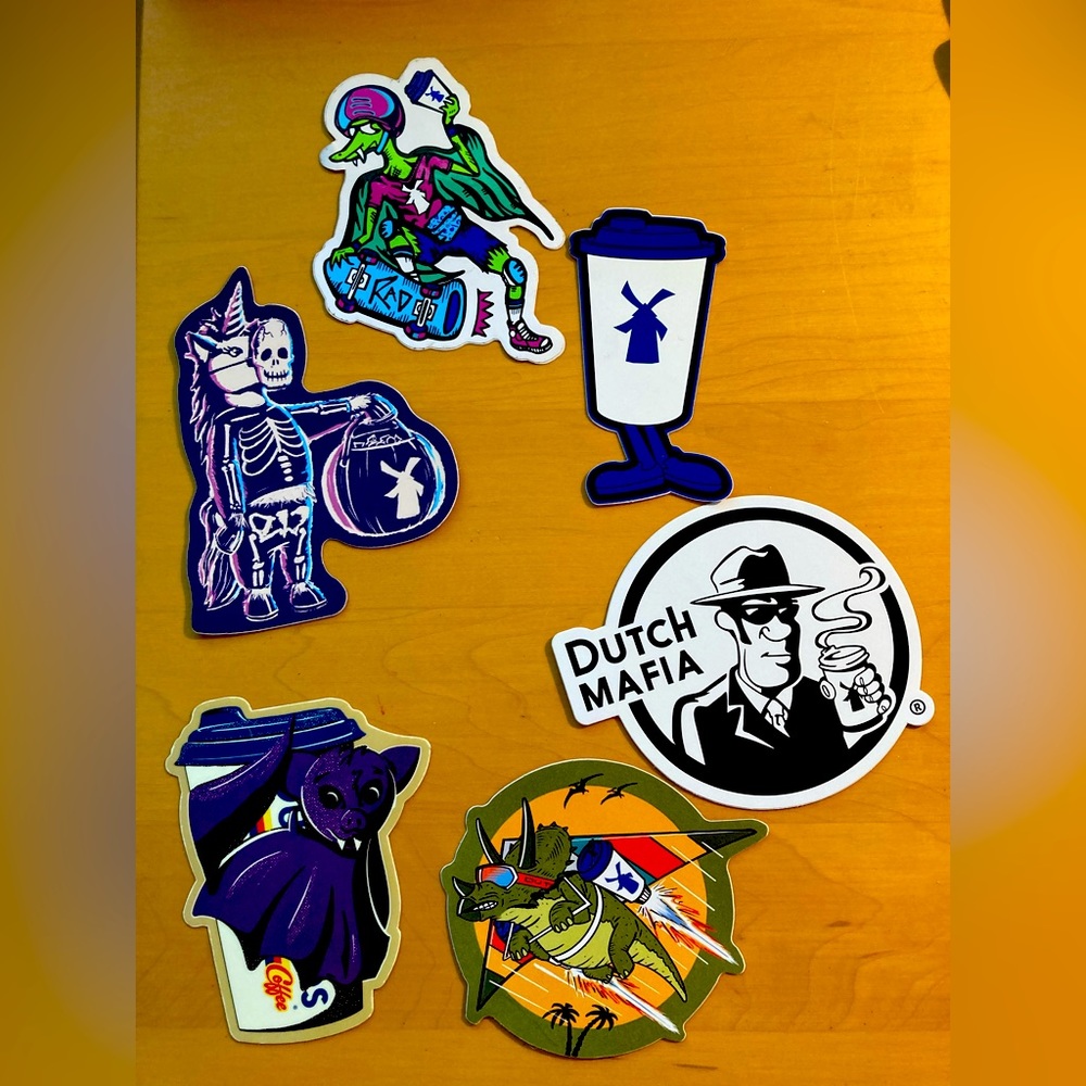 Zombie, Dutch Dad Halloween Arizona Rare Hard to Find Dutch Bros Stickers Lot 37